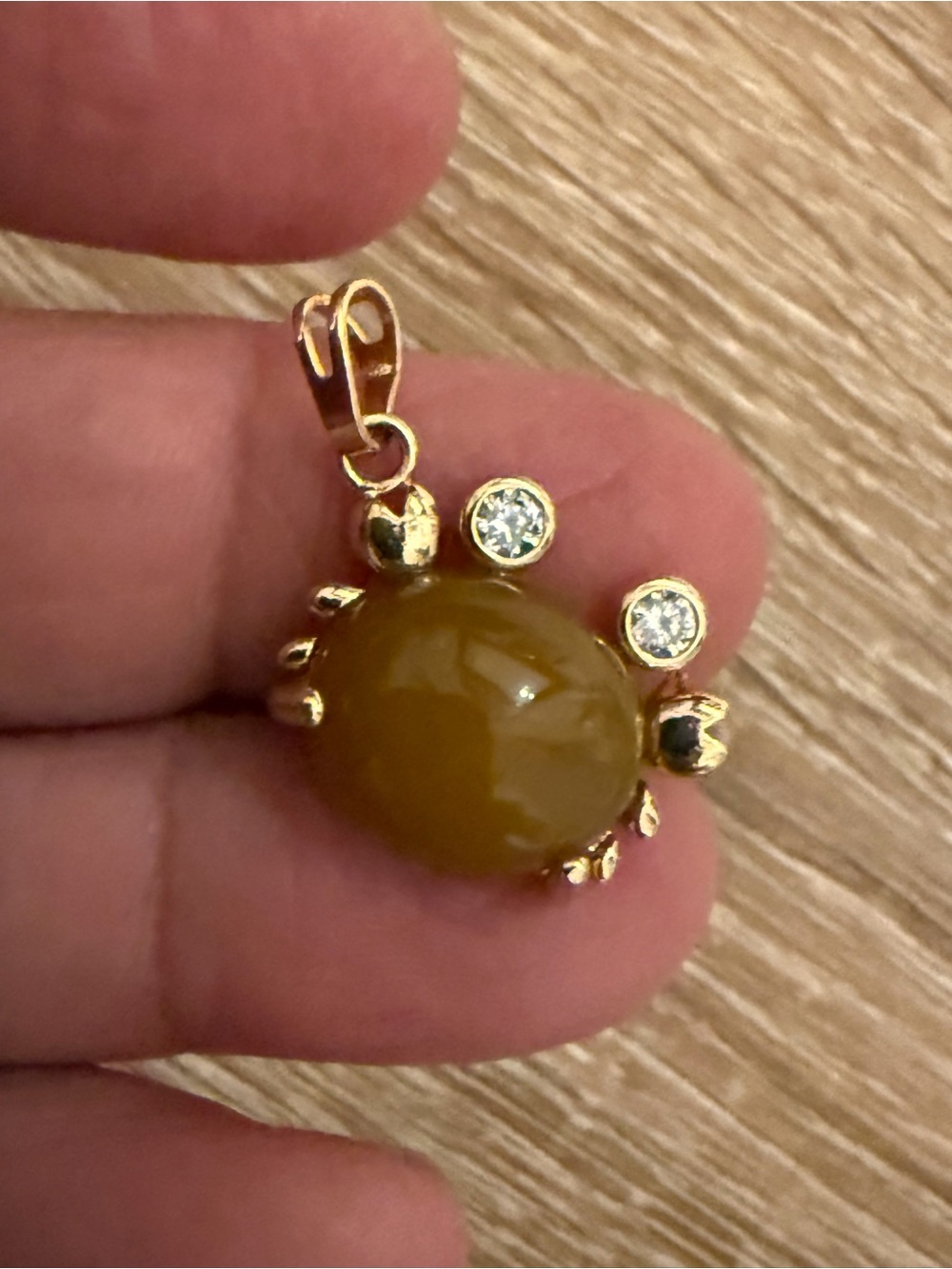 Gold-Tone Yellow Stone Crab Pendant Necklace Charm